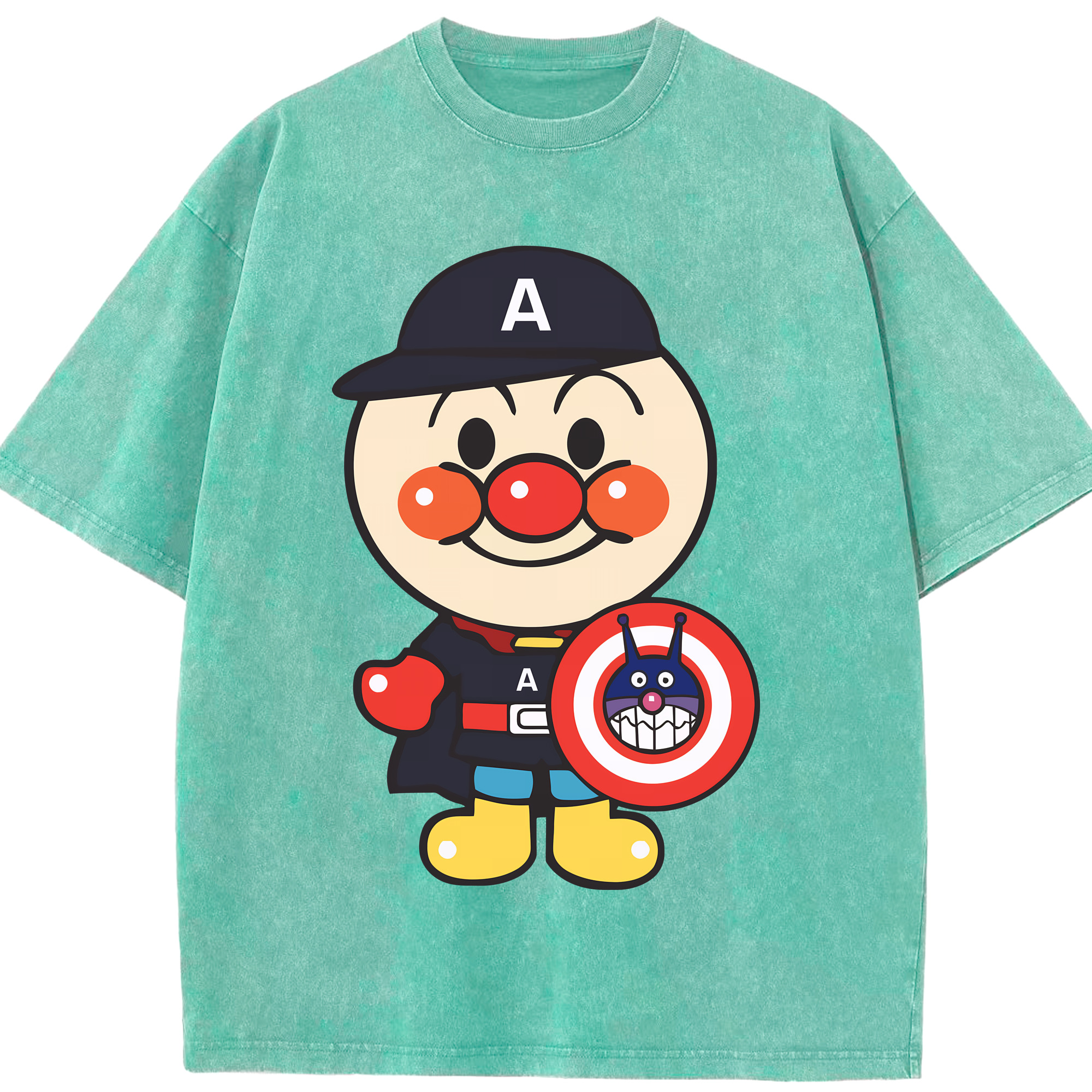 （画像用） アンパンマン Anpanman 綿100% ヴィンテージ風 半袖Tシャツ（フロントプリント）